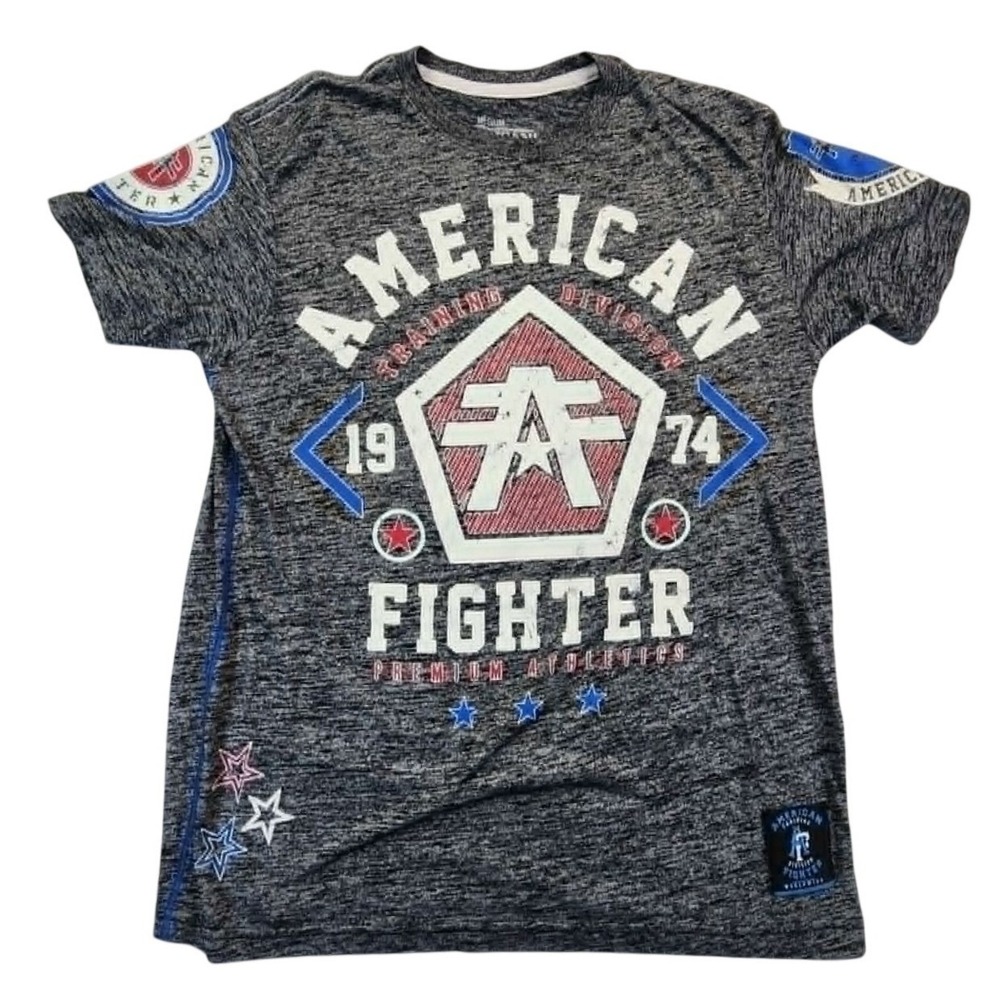 American Fighter Training Division Gray Mens Medium Graphic Tee Buckle MMA Shirt